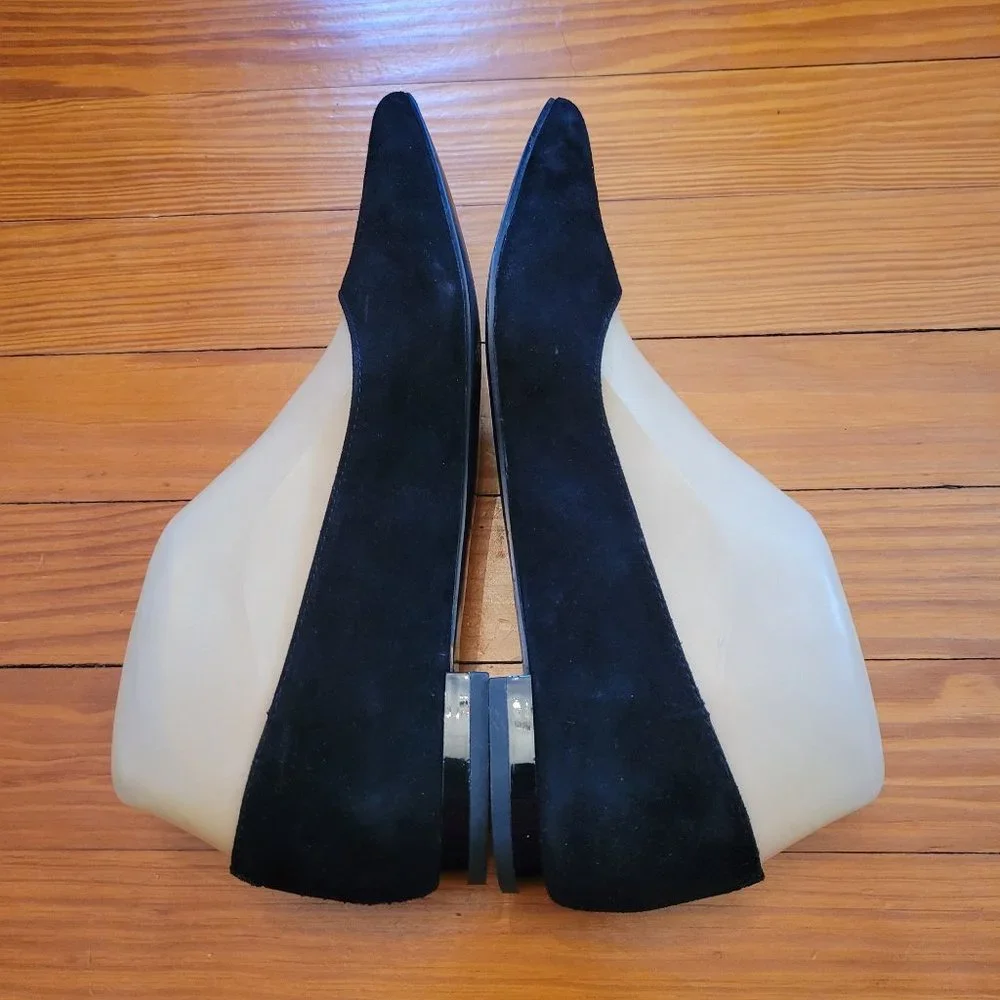 Donald Pliner 6.5M Metallic Velvet Black Suede Leather Flats Shoes Pointed Toe P